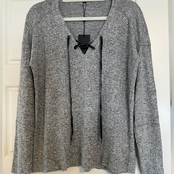 Rails Velvet Tie Neck Top (Leigh Fuzzy Grey) - Picture 4 of 5